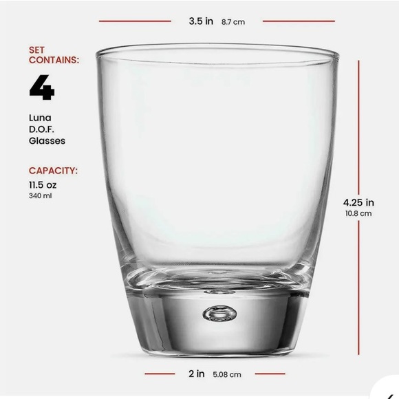 Bormioli Rocco Luna 11.5 Ounces Double Old Fashioned Drinking Glasses, Set of 6 - Picture 4 of 10